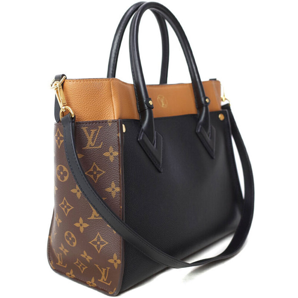 Louis Vuitton Side My On Monogram Leather Bag Brown